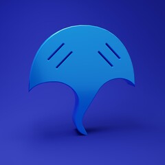 Poster - Blue Stingray icon isolated on blue background. Minimalism concept. 3D render illustration