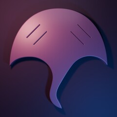 Poster - Purple Stingray icon isolated on purple-blue background. Minimalism concept. 3D render illustration