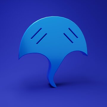 Blue Stingray icon isolated on blue background. Minimalism concept. 3D render illustration