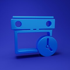 Poster - Blue Calendar and clock icon isolated on blue background. Schedule, appointment, organizer, timesheet, time management. Minimalism concept. 3D render illustration
