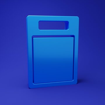Blue Cutting board icon isolated on blue background. Chopping Board symbol. Minimalism concept. 3D render illustration