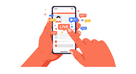 Social media live stream engagement vector illustration for digital communication design