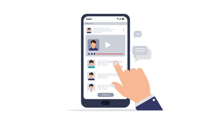 Poster - Online video streaming mobile application vector illustration for digital media design