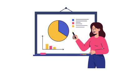 Poster - Business presentation with pie chart and bar graph vector illustration for educational purposes