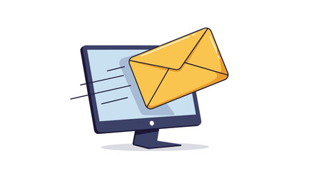 Fototapete - Digital communication concept with email symbol in monitor vector illustration for web design