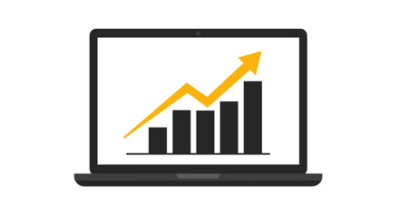 Poster - Business growth and success concept vector illustration on laptop screen for financial design