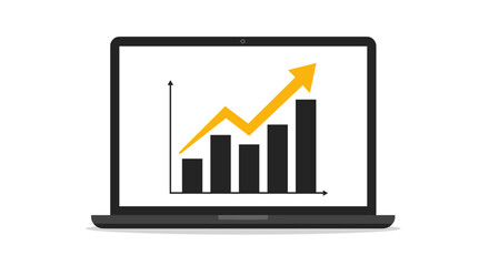 Poster - Business growth chart on laptop screen vector illustration for reports and presentations