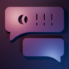 Fototapete - Purple Speech bubble chat about baseball game icon isolated on purple-blue background. Message icon. Communication or comment chat symbol. Minimalism concept. 3D render illustration