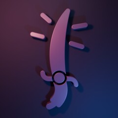 Poster - Purple Arabian saber icon isolated on purple-blue background. Minimalism concept. 3D render illustration