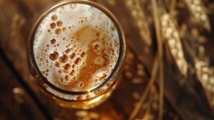 Poster - A close-up shot of a glass of beer on a table, perfect for illustrating articles about beverages or social gatherings