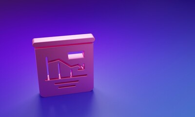 Fototapete - Pink Pie chart infographic icon isolated on purple-blue background. Diagram chart sign. World finance crisis. Minimalism concept. 3D render illustration