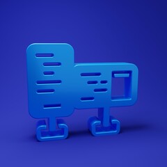 Leinwandbilder - Blue Computer monitor screen icon isolated on blue background. Electronic device. Front view. Minimalism concept. 3D render illustration