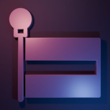 Purple Flag icon isolated on purple-blue background. Location marker symbol. Minimalism concept. 3D render illustration