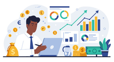 Poster - Business growth and financial success concept vector illustration for design projects