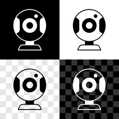 Poster - Set Web camera icon isolated on black and white, transparent background. Chat camera. Webcam icon. Vector
