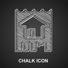 Poster - Chalk House icon isolated on black background. Home symbol. Vector