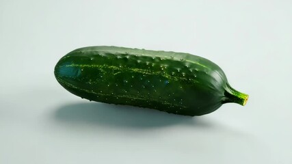 Poster - Fresh green cucumber placed on a clean white background, ideal for food or still life photography