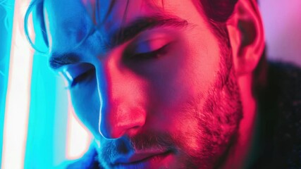 Poster - Close-up shot of a man's face with a beard, ideal for portrait or character reference purposes