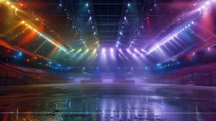 Aufkleber - A spacious arena illuminated by multiple lights, perfect for events or performances