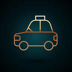 Poster - Gold line Pet car taxi icon isolated on dark blue background. Vector