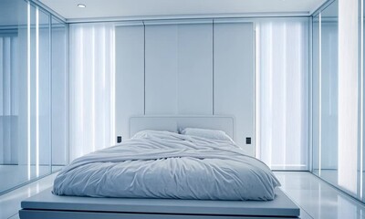 Poster - Minimalist bedroom with light accents