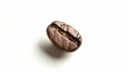 Poster - A close-up view of a single coffee bean on a white surface, great for adding texture and detail to your designs