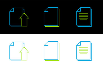 Fototapete - Set line Document, Upload file document and icon. Vector