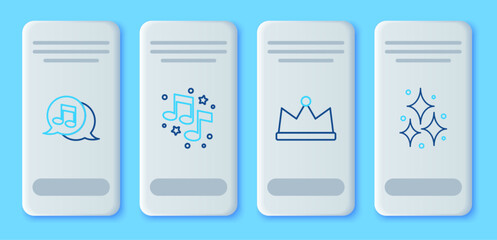 Poster - Set line Music note, tone, Crown, Musical in speech bubble and Firework icon. Vector