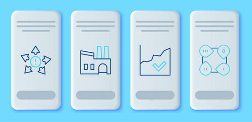 Poster - Set line Factory, Financial growth increase, Many ways directional arrow and Infographic element icon. Vector