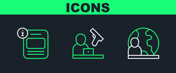 Fototapete - Set line World news, Information and Crime icon. Vector