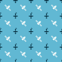 Poster - Set UAV Drone and Satellite on seamless pattern. Vector