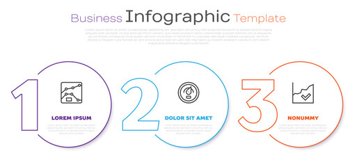 Poster - Set line Graph, chart, diagram, Digital speed meter and Financial growth increase. Business infographic template. Vector