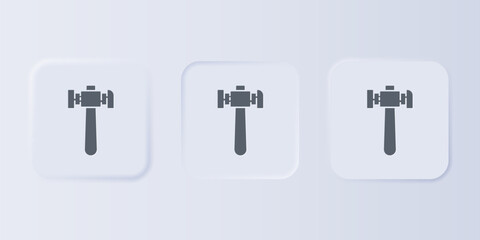 Poster - Grey Hammer icon isolated on grey background. Tool for repair. Set icons in square buttons. Vector