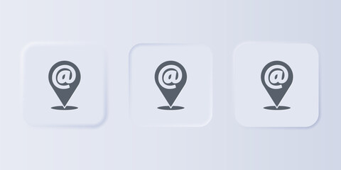 Poster - Grey Location and mail and e-mail icon isolated on grey background. Envelope symbol e-mail. Email message sign. Set icons in square buttons. Vector