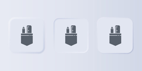 Aufkleber - Grey Crossed ruler and pencil icon isolated on grey background. Straightedge symbol. Drawing and educational tools. Set icons in square buttons. Vector