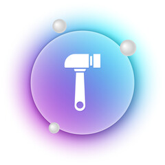 Poster - White Hammer icon isolated on white background. Tool for repair. Blue and purple gradient circle background. Vector