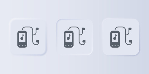 Poster - Grey Music player icon isolated on grey background. Portable music device. Set icons in square buttons. Vector