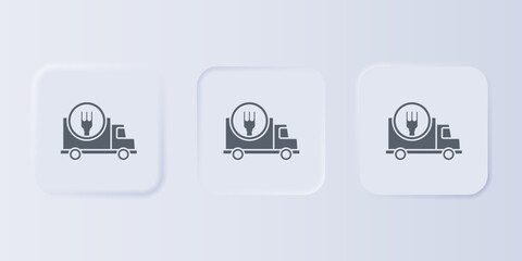 Poster - Grey Fast round the clock delivery by car icon isolated on grey background. Set icons in square buttons. Vector