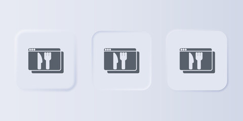 Poster - Grey Online ordering and fast food delivery icon isolated on grey background. Set icons in square buttons. Vector