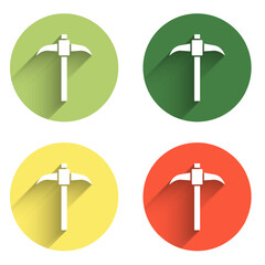 Poster - Set Pickaxe icon isolated with long shadow background. Color circle button. Vector