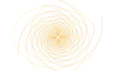 Poster - Intricate swirling geometric pattern of red and yellow lines isolated on transparent background