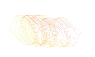 Fototapete - Abstract geometric pattern of overlapping hexagons with a gradient of yellow to red isolated on transparent background