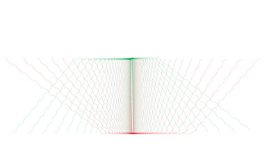 Poster - Intertwining red and green wavy lines forming a central column isolated on transparent background