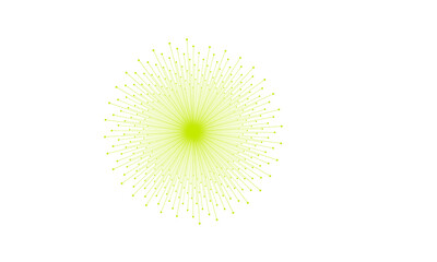 Poster - Abstract radial burst of thin green lines with yellow dots isolated on transparent background