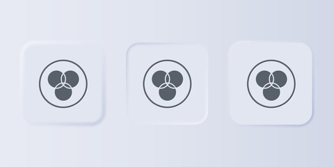 Fototapete - Grey RGB and CMYK color mixing icon isolated on grey background. Set icons in square buttons. Vector