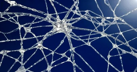 Wall Mural - intricate network of transparent strands resembling a web against a deep blue background