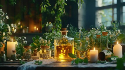 Poster - A decorative table setting with candles and floral arrangements, perfect for special occasions or as a centerpiece