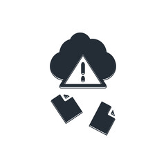 Aufkleber - Black Cloud hacking icon isolated on white background. Cloud leak. Vector