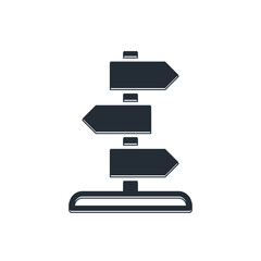 Poster - Black Road traffic sign. Signpost icon isolated on white background. Pointer symbol. Isolated street information sign. Direction sign. Vector