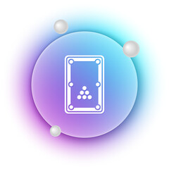 Poster - White Billiard table icon isolated on white background. Pool table. Blue and purple gradient circle background. Vector